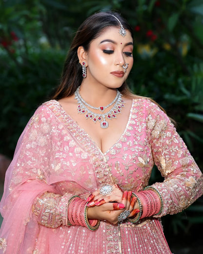 Designer Red crop top Lehenga Happy Customer