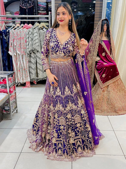 Eye catching purple Crop top Lehenga Happy Customer