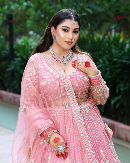 Designer Red crop top Lehenga Happy Customer