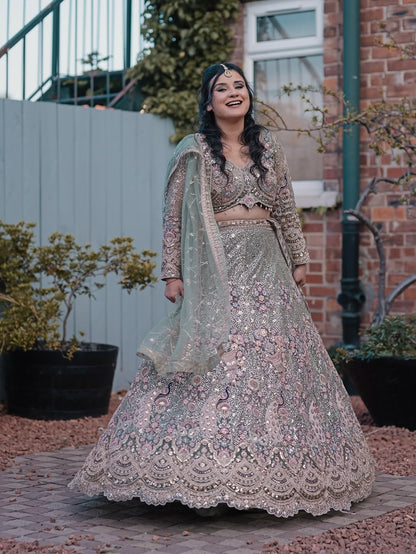 Something different Light pink peacock crop top Lehenga Happy Customer