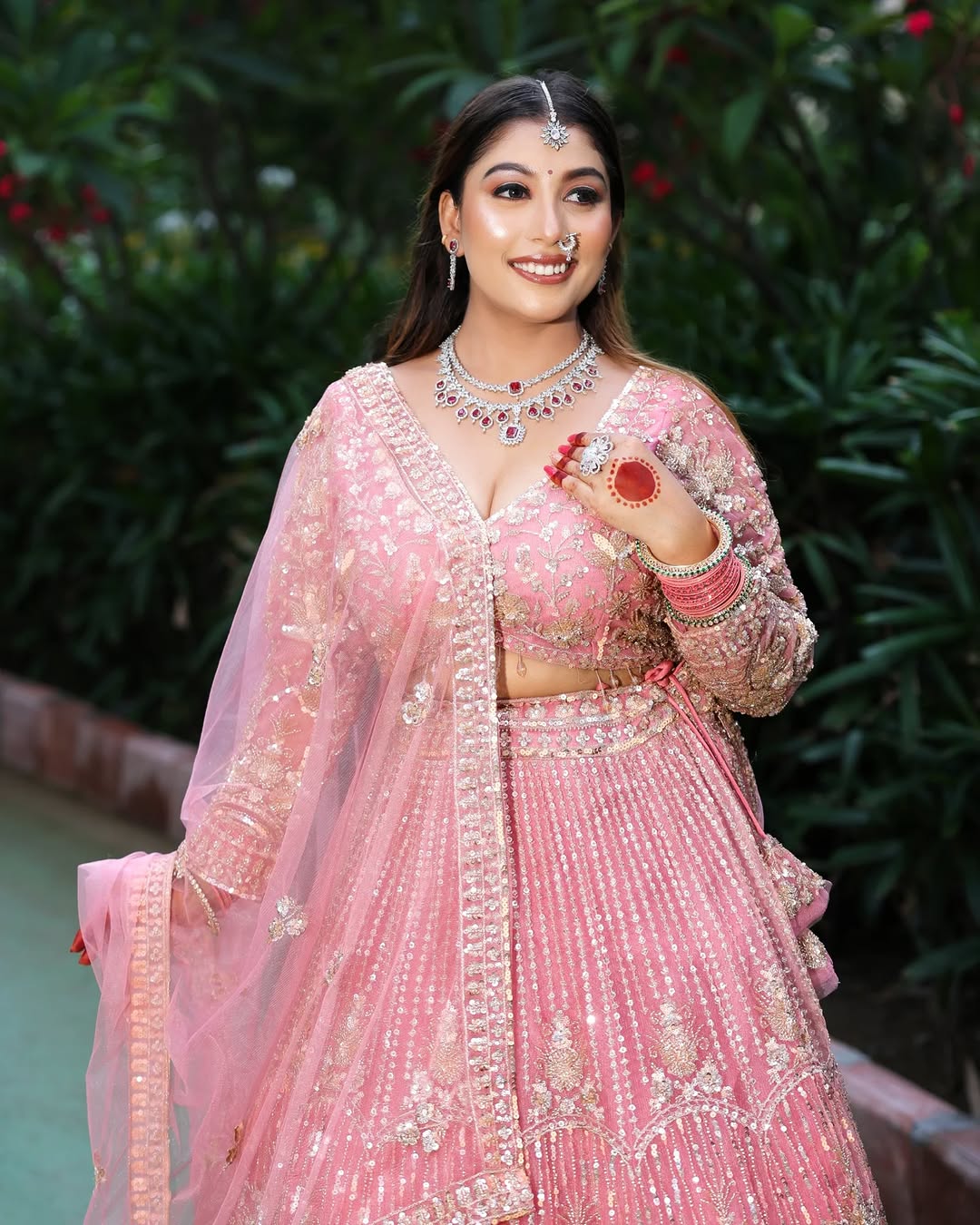 Designer Red crop top Lehenga Happy Customer