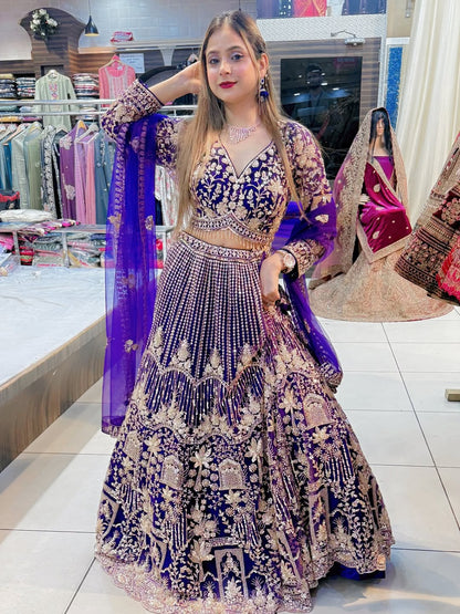 Eye catching purple Crop top Lehenga Happy Customer