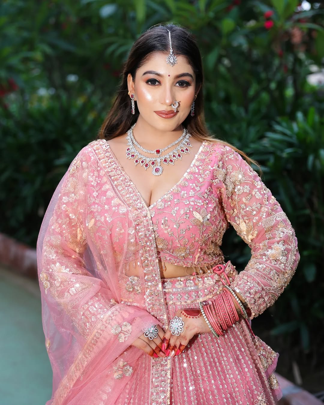 Designer Red crop top Lehenga Happy Customer