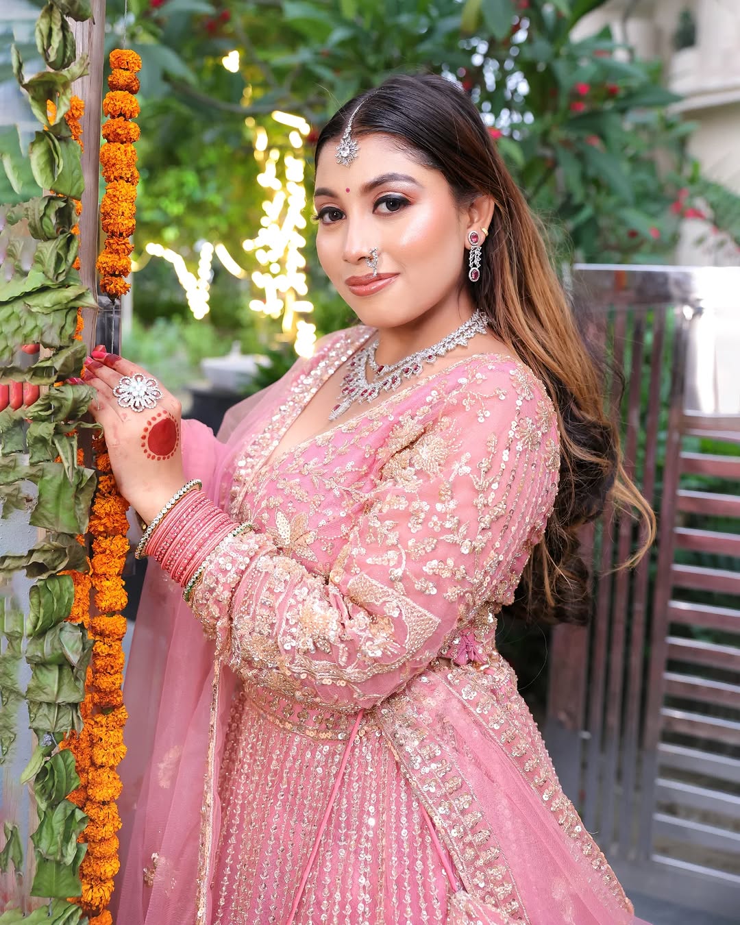 Designer Red crop top Lehenga Happy Customer