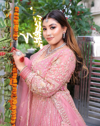 Designer Red crop top Lehenga Happy Customer