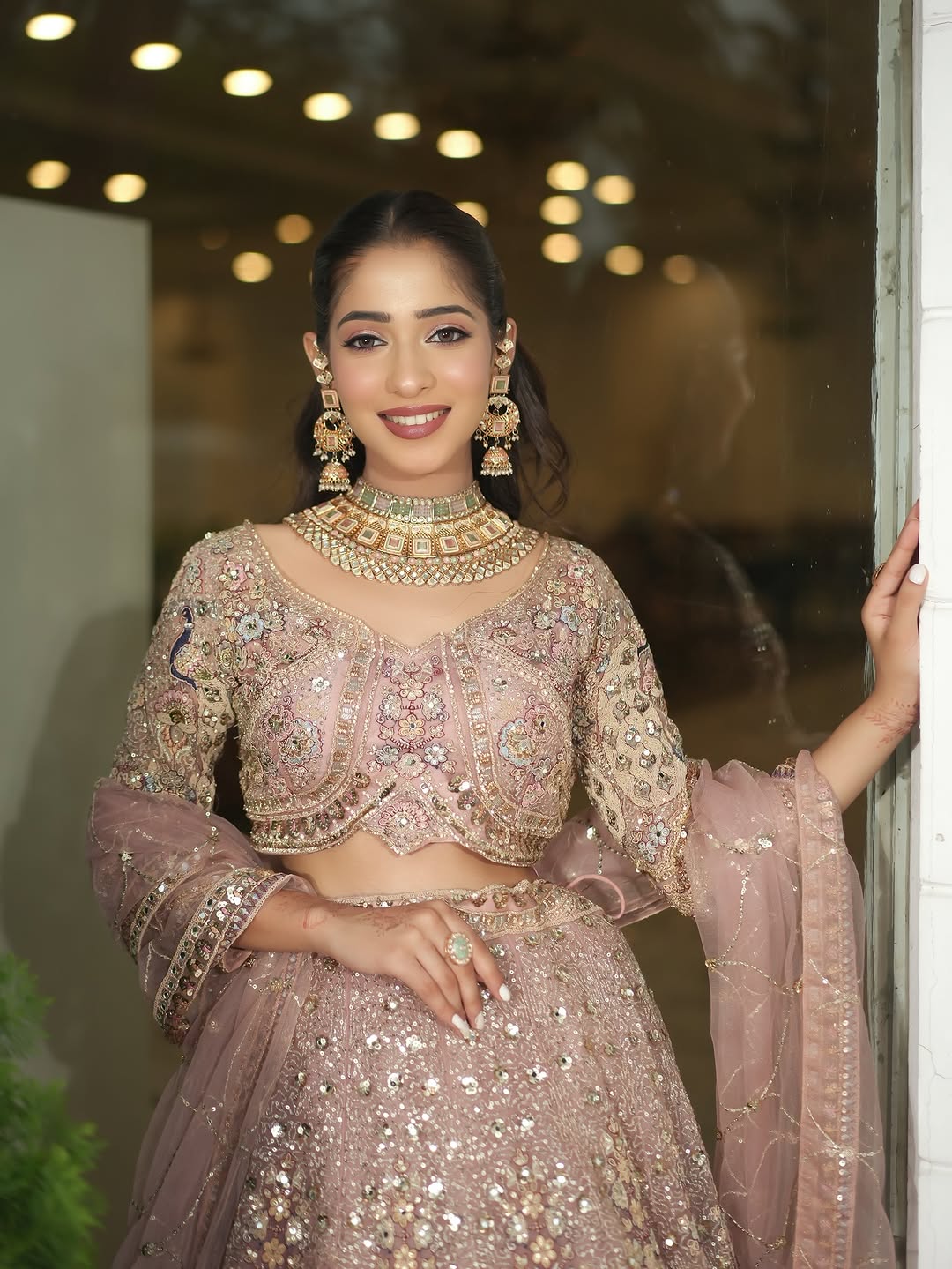 Something different Light pink peacock crop top Lehenga Happy Customer