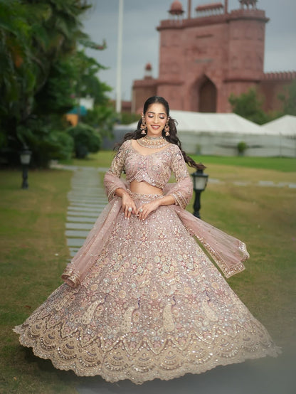 Something different Light pink peacock crop top Lehenga Happy Customer
