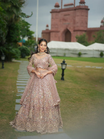 Something different Light pink peacock crop top Lehenga Happy Customer