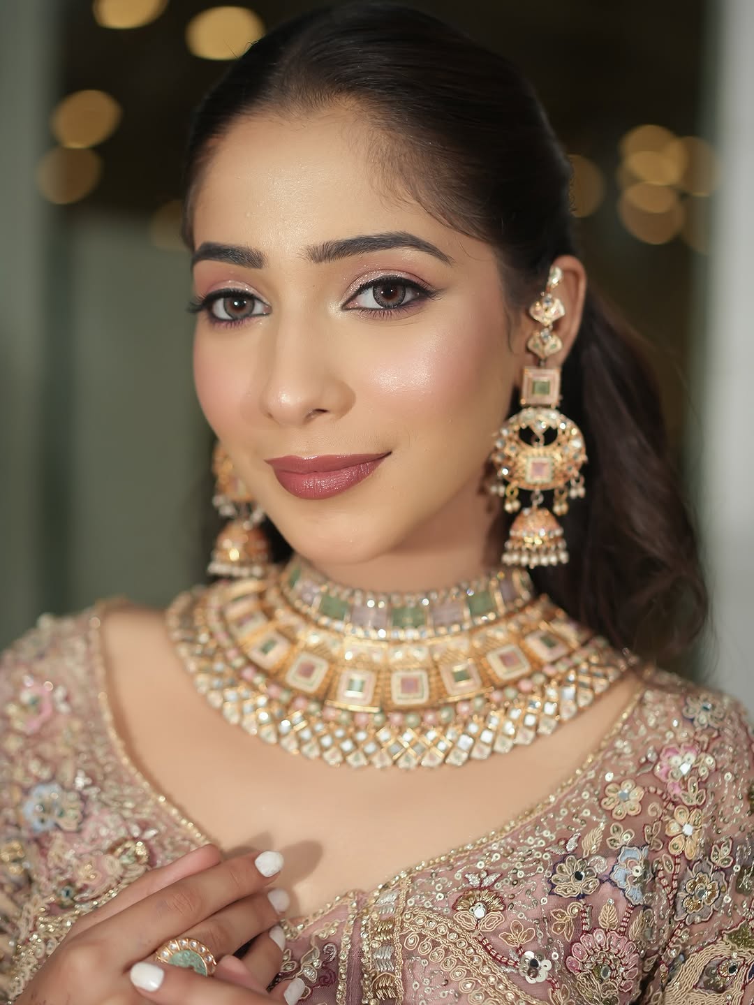 Something different Light pink peacock crop top Lehenga Happy Customer