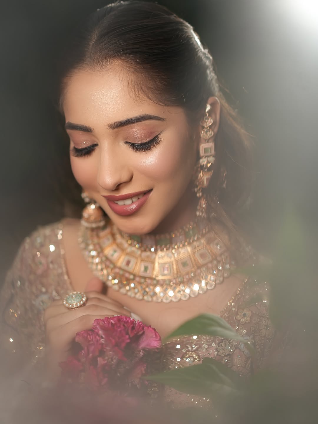 Something different Light pink peacock crop top Lehenga Happy Customer