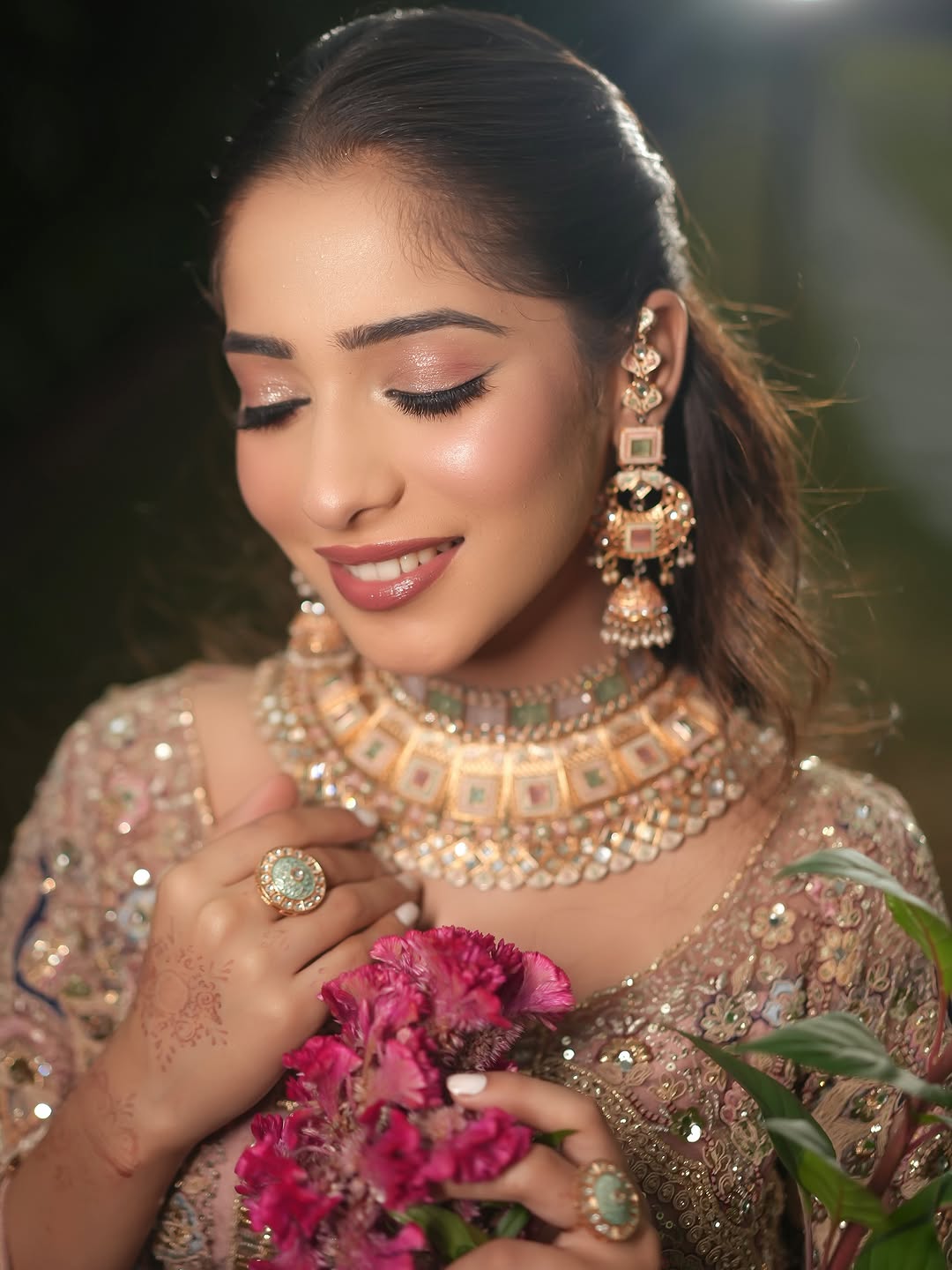 Something different Light pink peacock crop top Lehenga Happy Customer