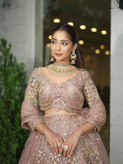 Something different Light pink peacock crop top Lehenga Happy Customer