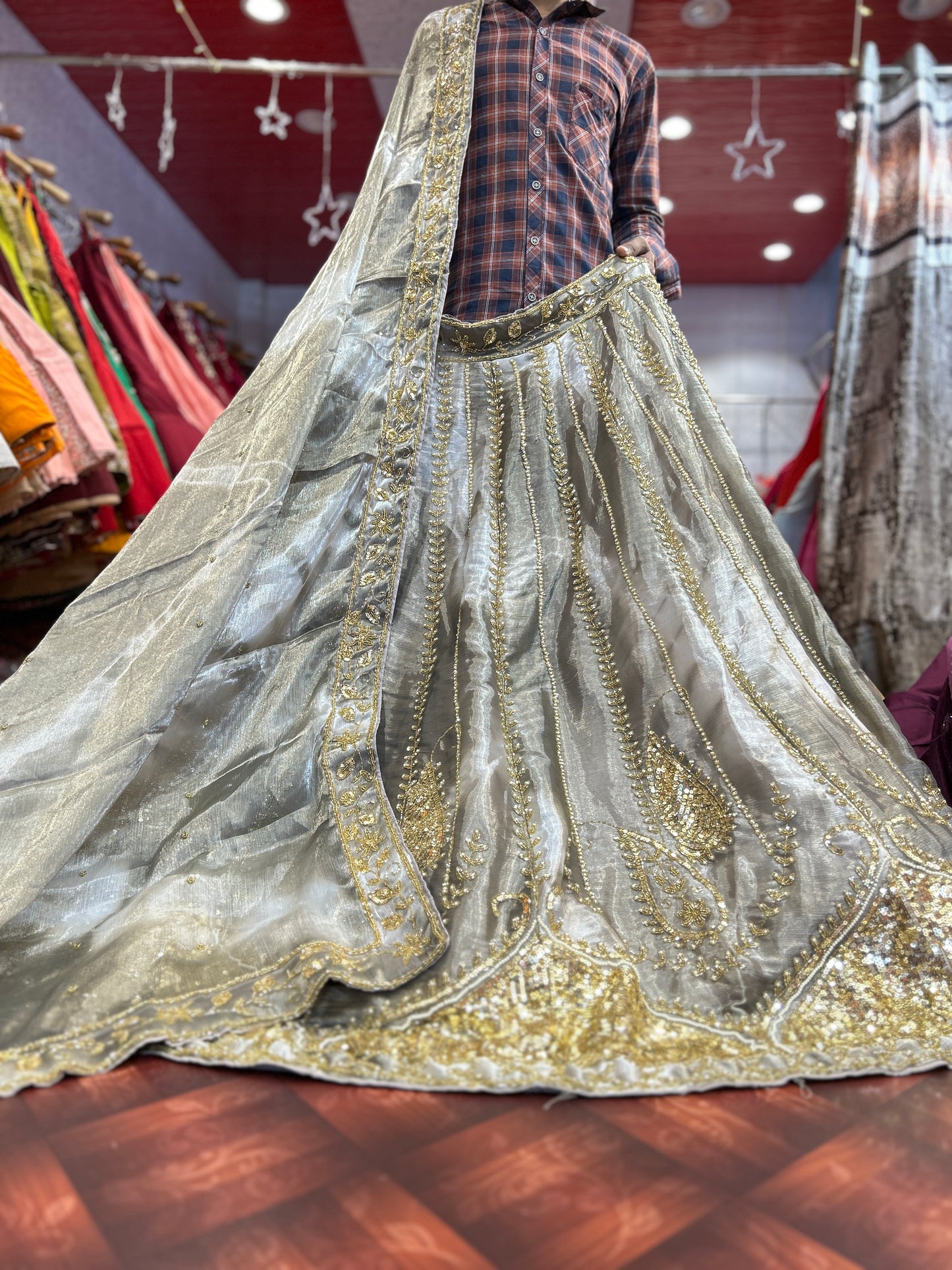 Gorgeous light golden handmade lehenga