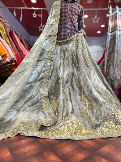 Gorgeous light golden handmade lehenga