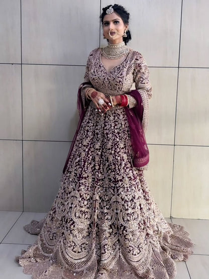 Fantastic Maroon red crop top Lehenga Happy Customer