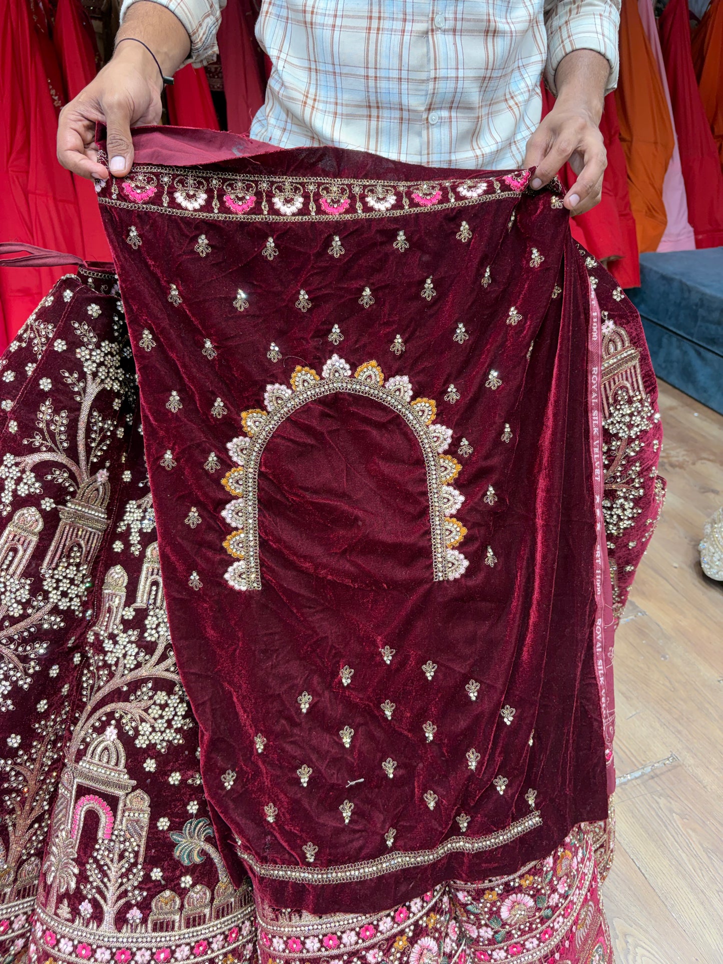Dark Maroon Ball Bridal Lehenga