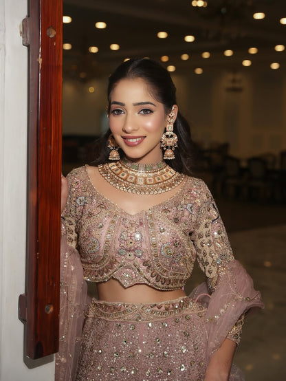 Something different Light pink peacock crop top Lehenga Happy Customer