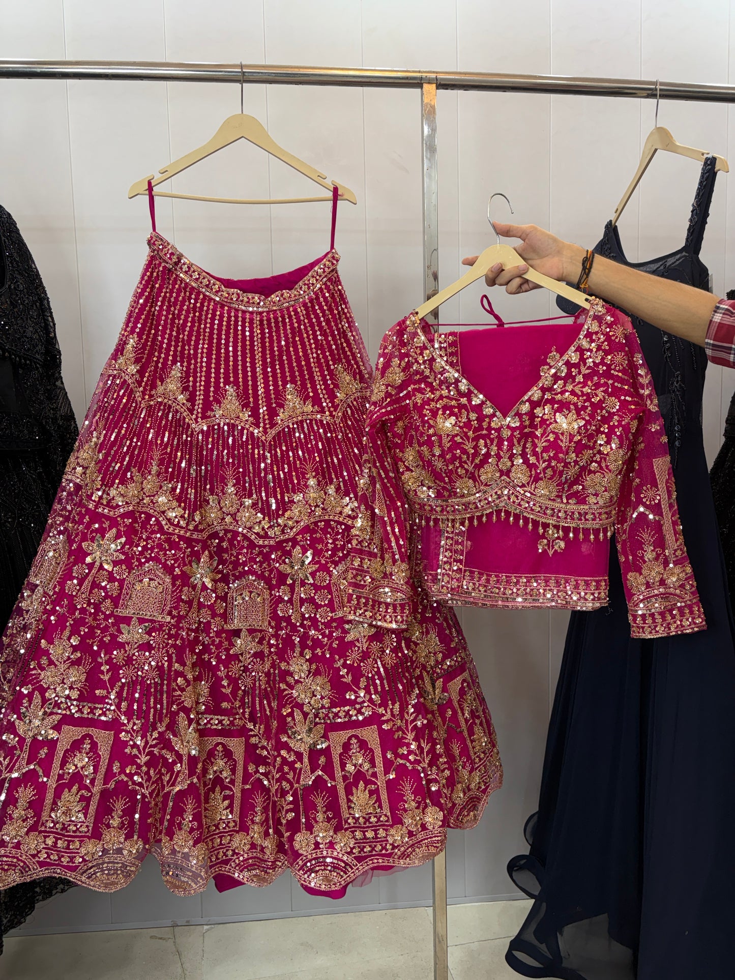 Designer Red crop top Lehenga Happy Customer