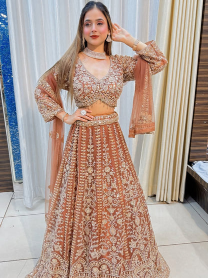 Tremendous light peach Crop top Lehenga Happy Customer