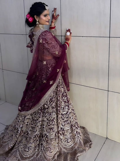 Fantastic Maroon red crop top Lehenga Happy Customer