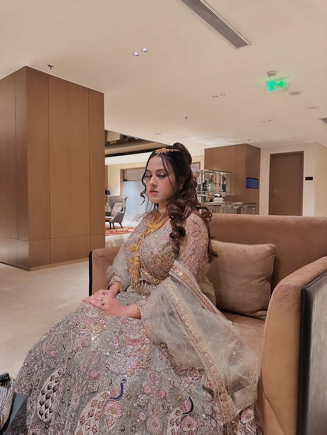 Something different Light pink peacock crop top Lehenga Happy Customer