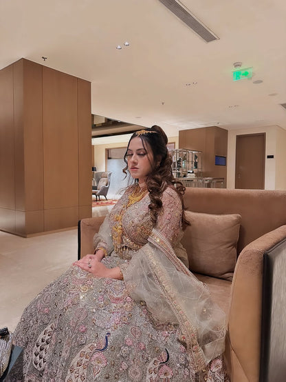 Something different Light pink peacock crop top Lehenga Happy Customer