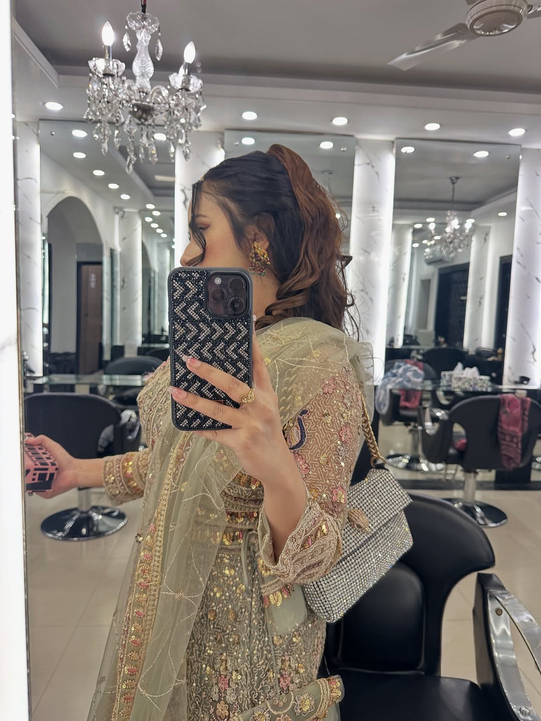 Something different Light pink peacock crop top Lehenga Happy Customer