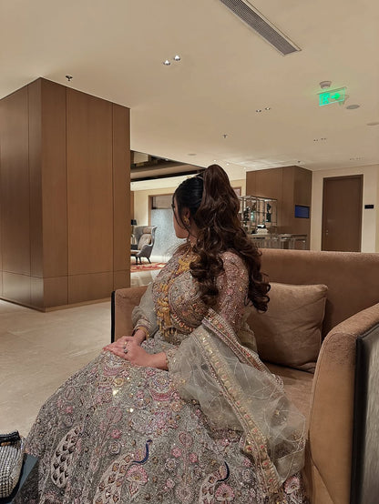 Something different Light pink peacock crop top Lehenga Happy Customer