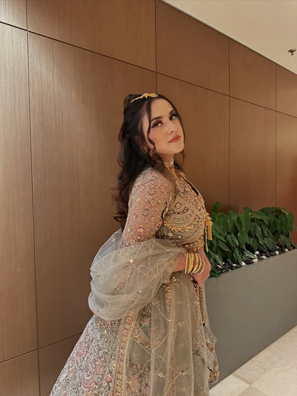 Something different Light pink peacock crop top Lehenga Happy Customer