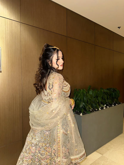 Something different Light pink peacock crop top Lehenga Happy Customer