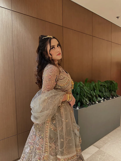 Something different Light pink peacock crop top Lehenga Happy Customer