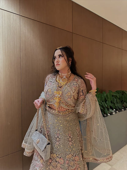 Something different Light pink peacock crop top Lehenga Happy Customer