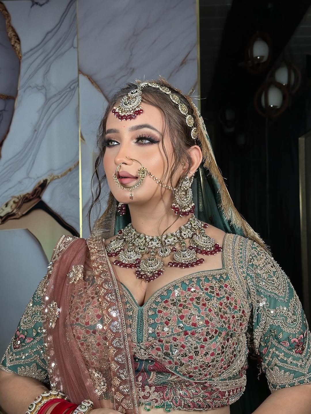 Something Different maroon peach Double Duptta Lehenga Happy Customer