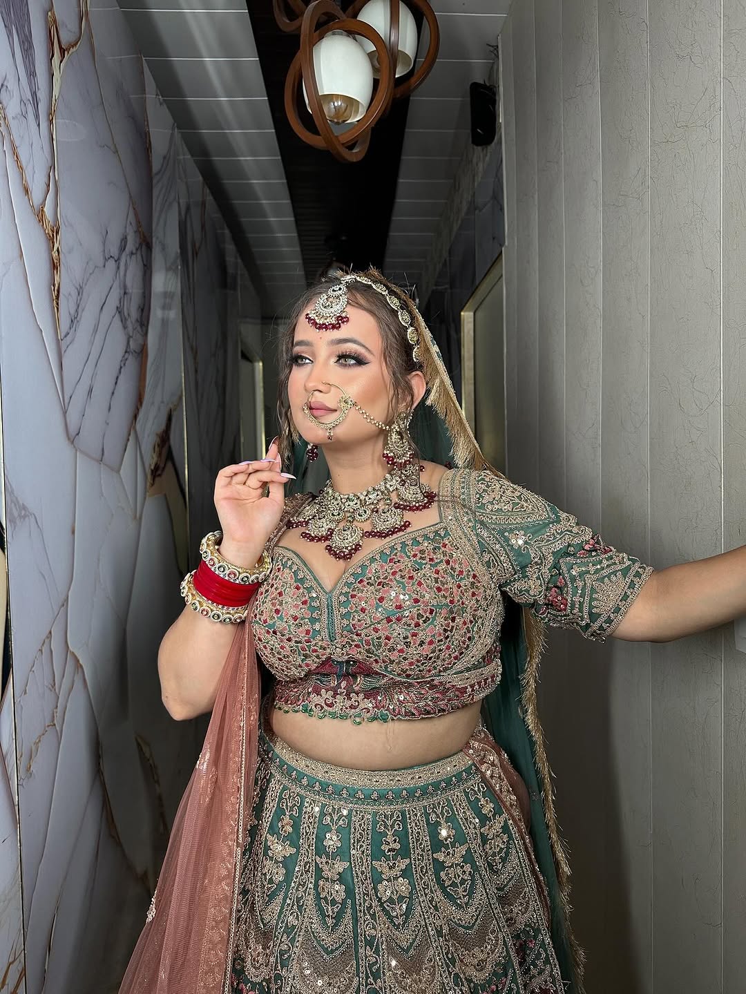 Something Different maroon peach Double Duptta Lehenga Happy Customer