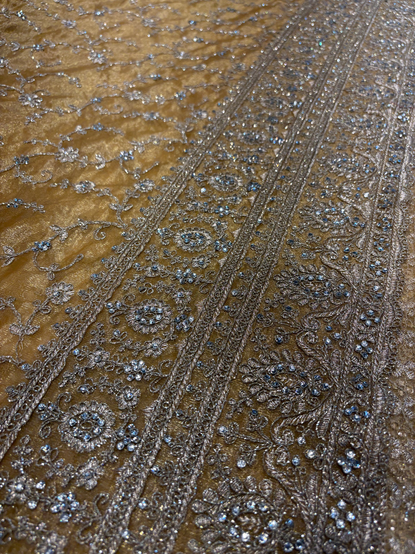 Embellished yellow haldi mehendi saree