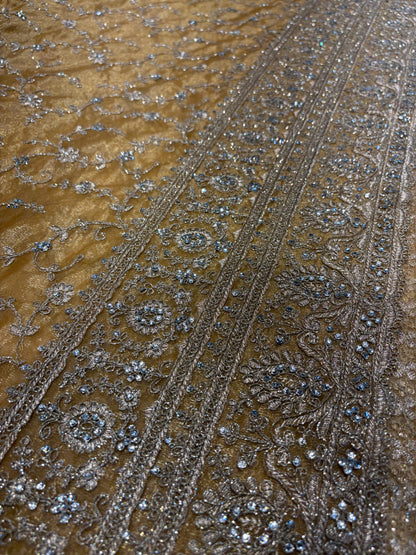 Embellished yellow haldi mehendi saree