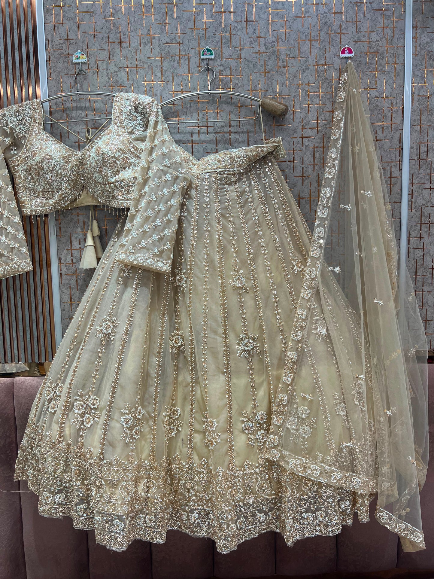 Pista Green Crop Top Lehenga