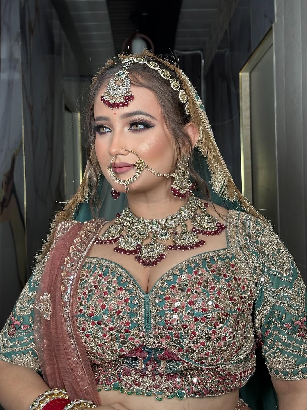 Something Different maroon peach Double Duptta Lehenga Happy Customer