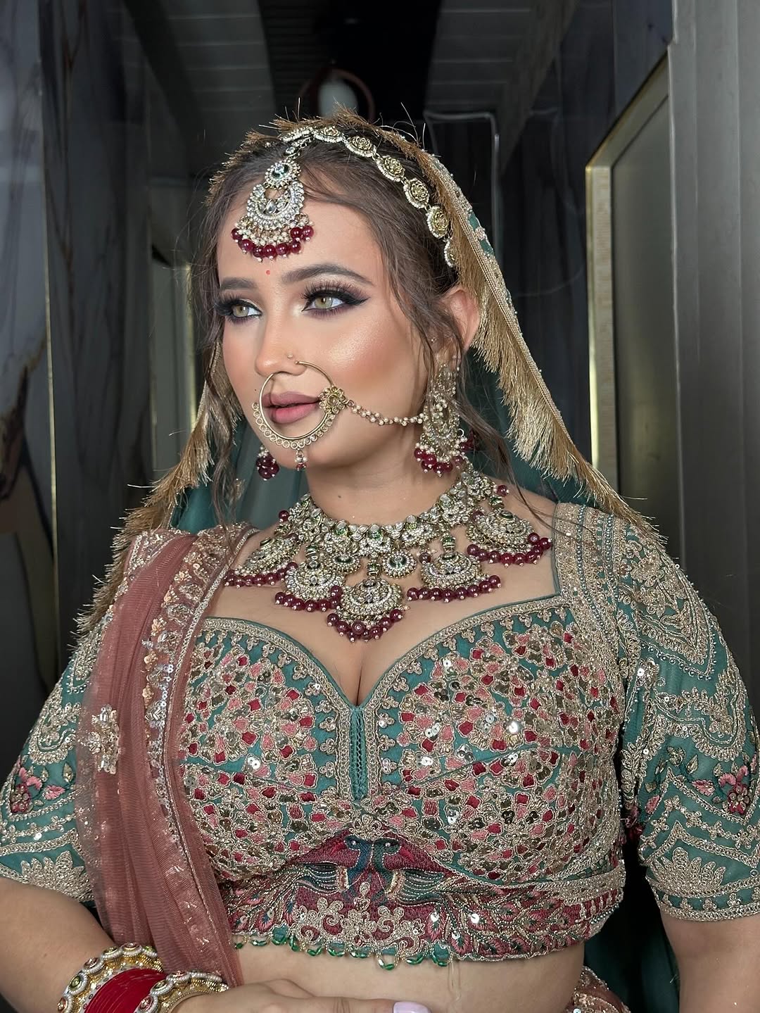 Something Different maroon peach Double Duptta Lehenga Happy Customer