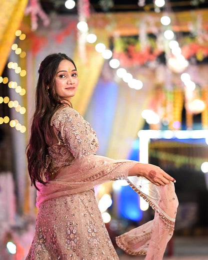 Something different Light pink peacock crop top Lehenga Happy Customer