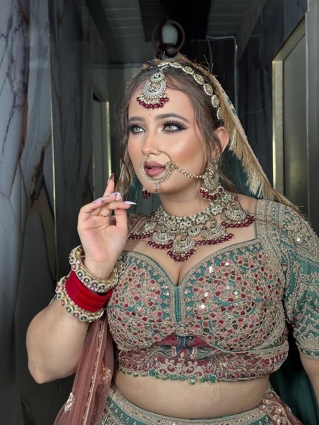 Something Different maroon peach Double Duptta Lehenga Happy Customer