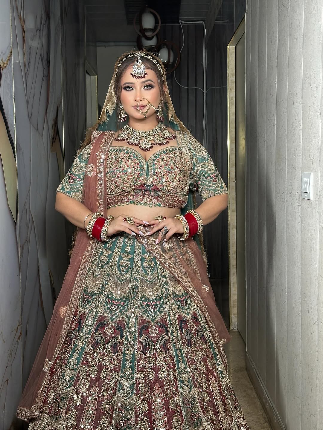 Something Different maroon peach Double Duptta Lehenga Happy Customer