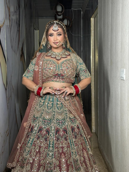 Something Different maroon peach Double Duptta Lehenga Happy Customer