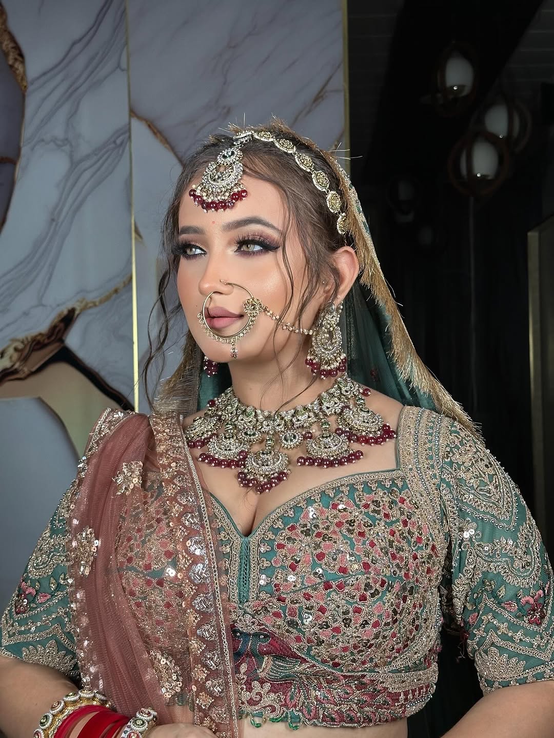 Something Different maroon peach Double Duptta Lehenga Happy Customer