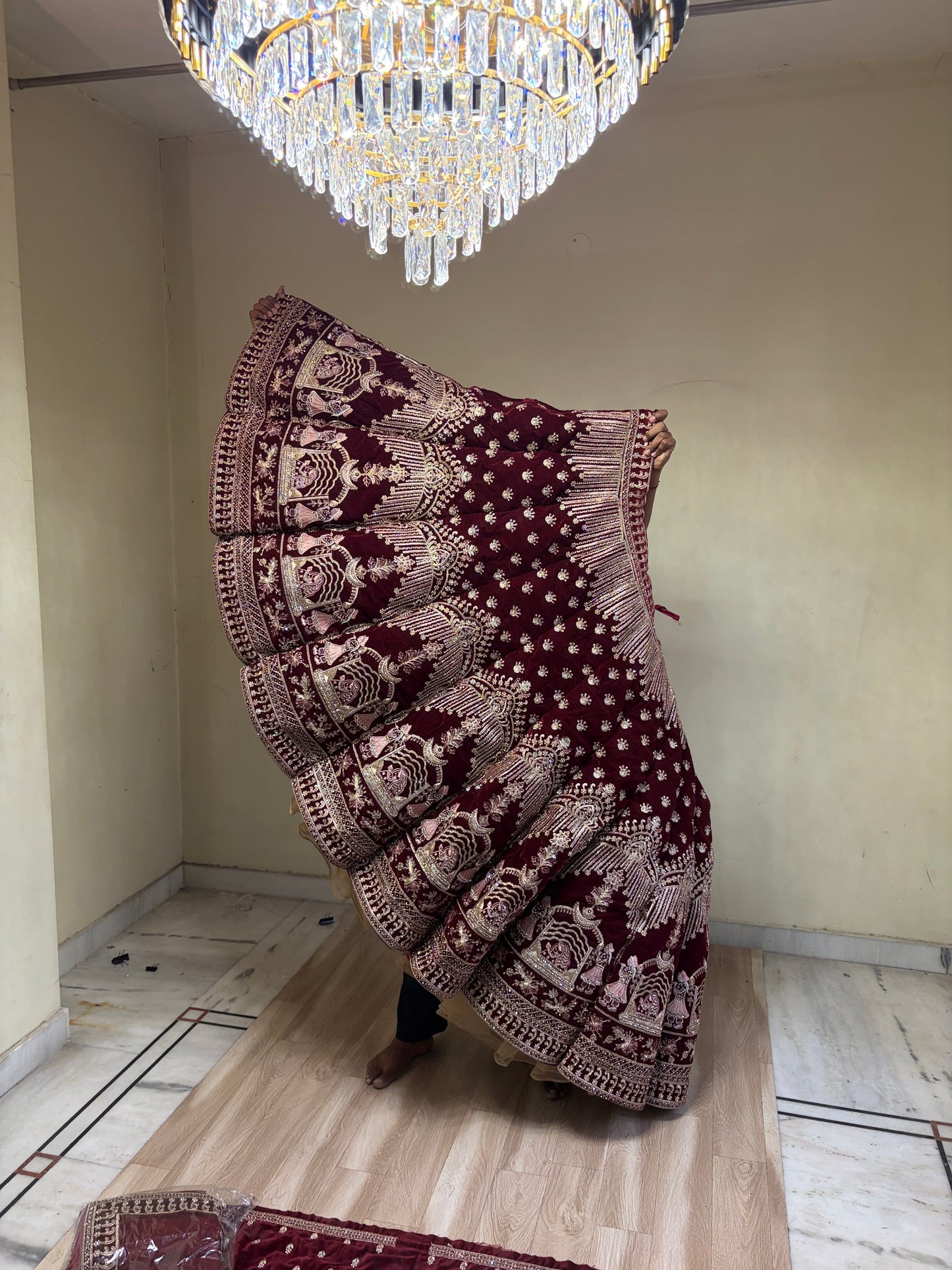 Maroon Doli Barat Ball bridal Lehenga