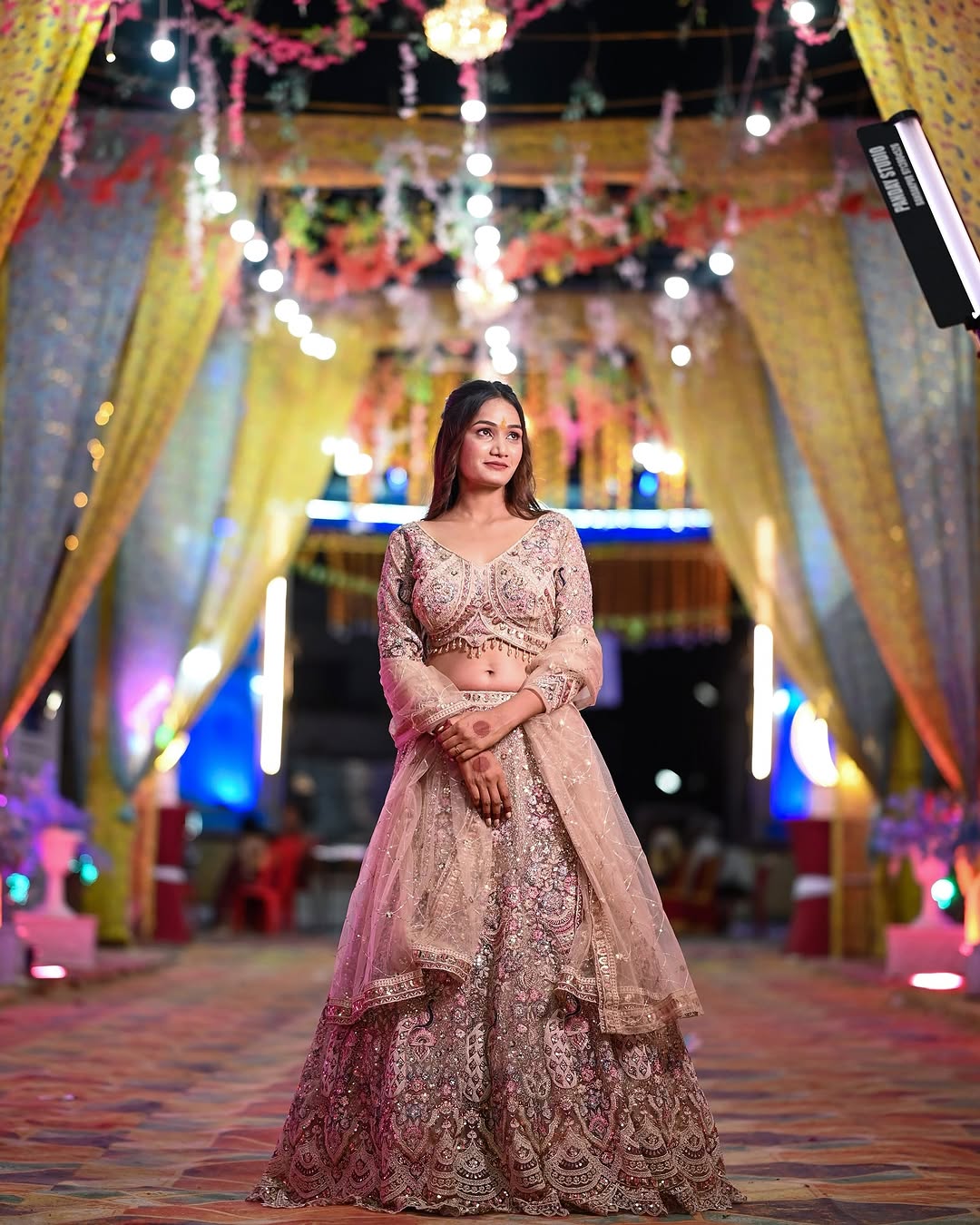 Something different Light pink peacock crop top Lehenga Happy Customer