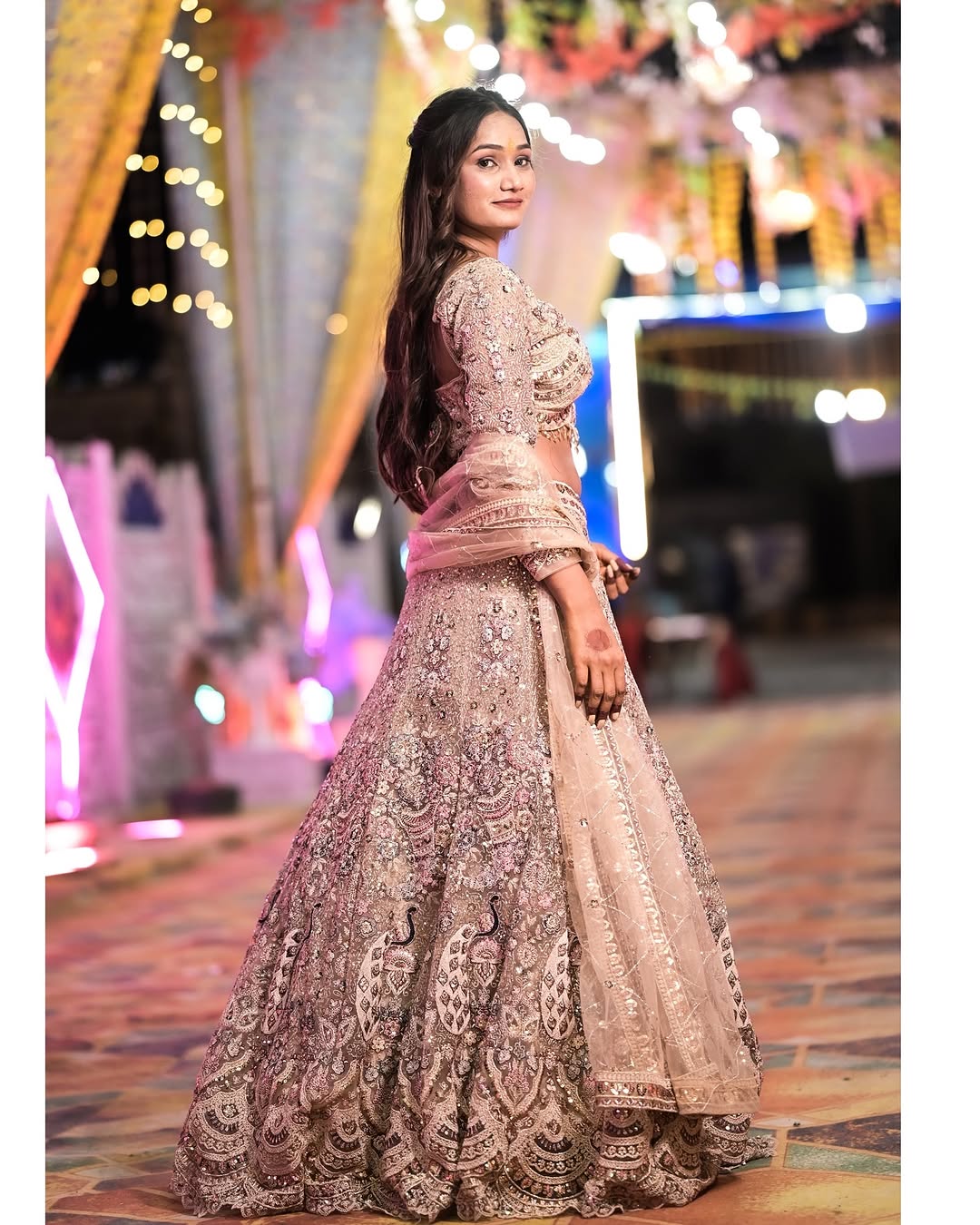 Something different Light pink peacock crop top Lehenga Happy Customer