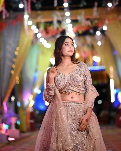 Something different Light pink peacock crop top Lehenga Happy Customer