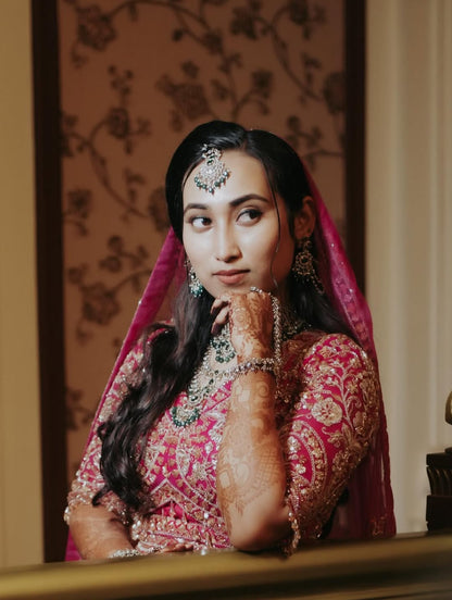 Eye catching Sky blue Crop top Lehenga Happy Customer