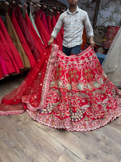 Red peacock Bridal Lehenga